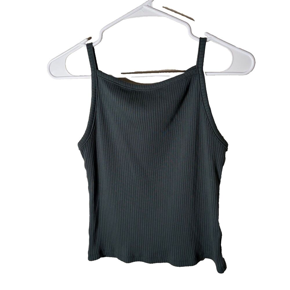 Old Navy Tank Top Women's Medium Green Ribbed Sleeveless Cropped Shirt